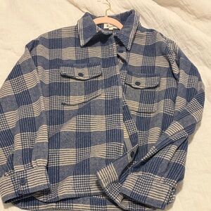 Plaid Blue and White Women's Shirt Jacket